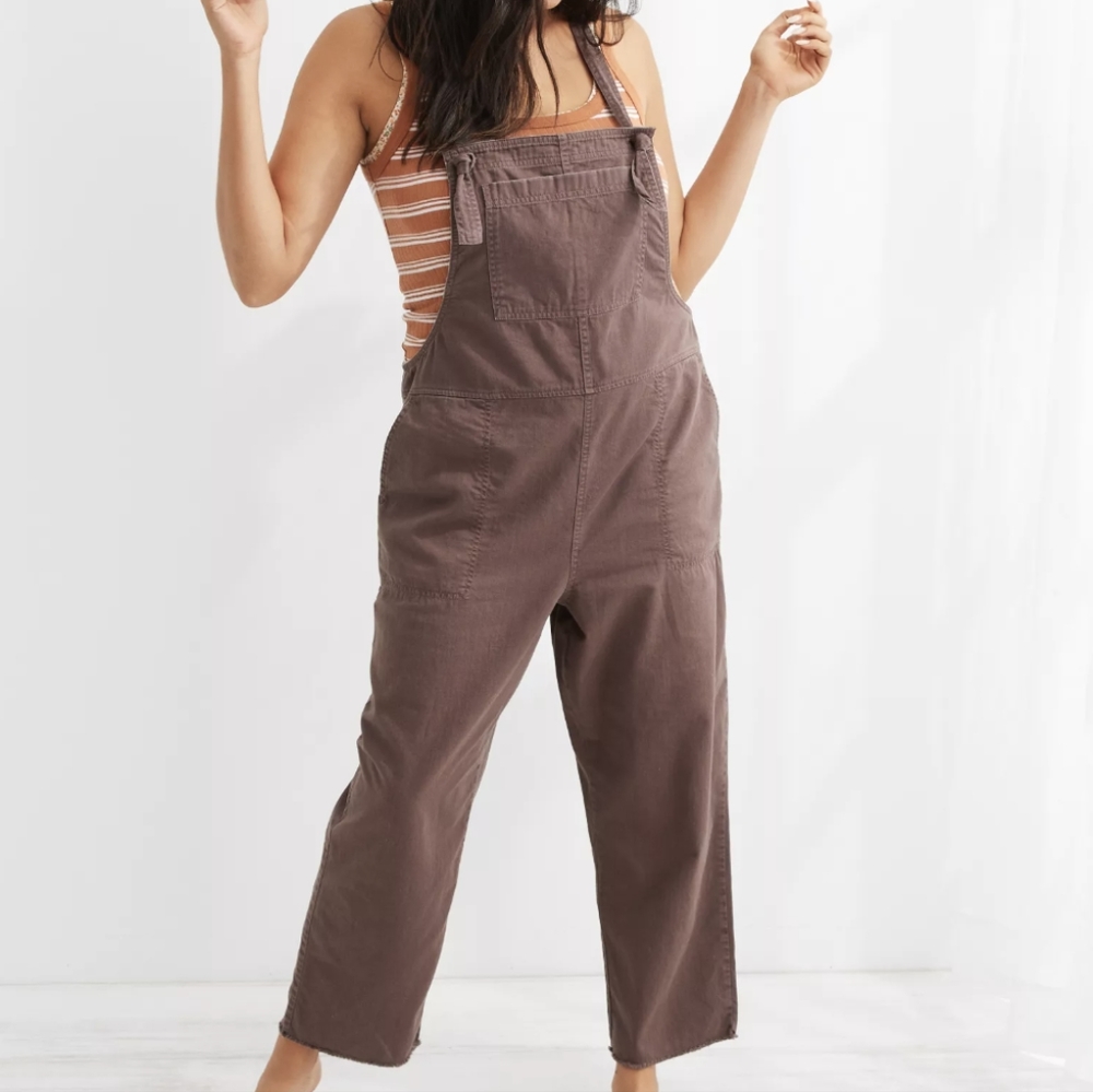 Aerie Womens Brown Corduroy Werk & Play Twill Overall XXL Jumpsuit Fall Cute